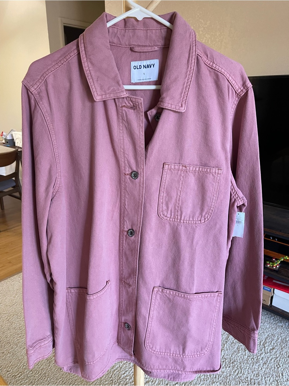 Old Navy Rose-Pink Button-Up Jean Jacket